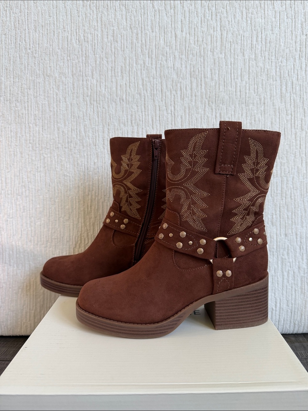 Sun & Stone Norahh Moto Midshaft Boots in Russet NIB - Picture 4 of 6
